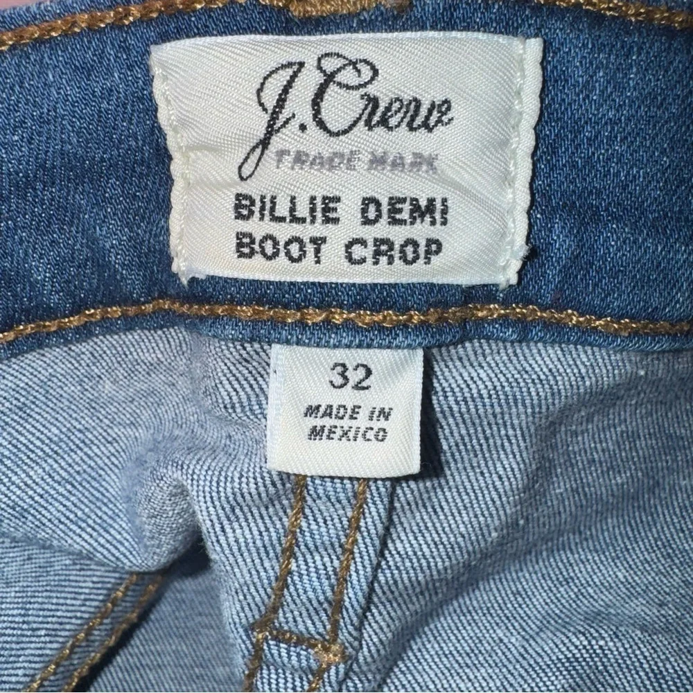 J. CREW Billie Demi Boot Crop Jeans in Warm Indigo Distressed Plus Size 32